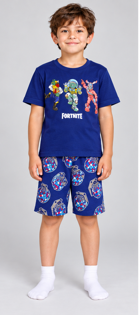 Fortnite Beef Boss, Leviathan and Rabbit Raider Boys’ Short Pyjama Set — front model view