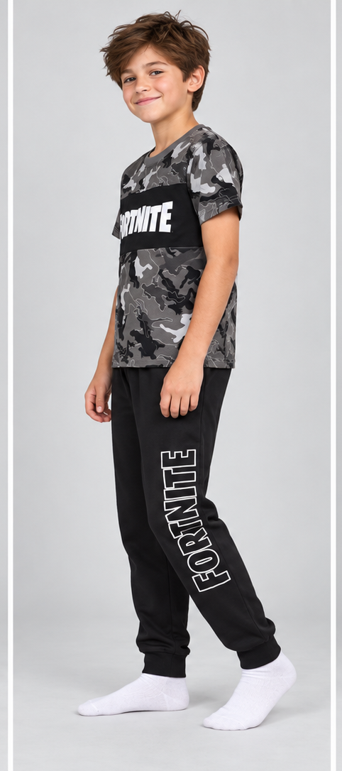 Fortnite Emotes Camo Boys’ Long Pyjama Set — side view